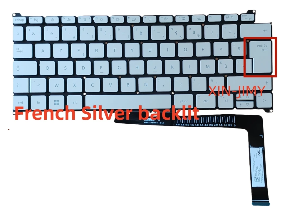 

Серебряная клавиатура для ноутбука с французской раскладкой Azerty и подсветкой для Acer Swift SF314-44 SF413-44 SF314-512