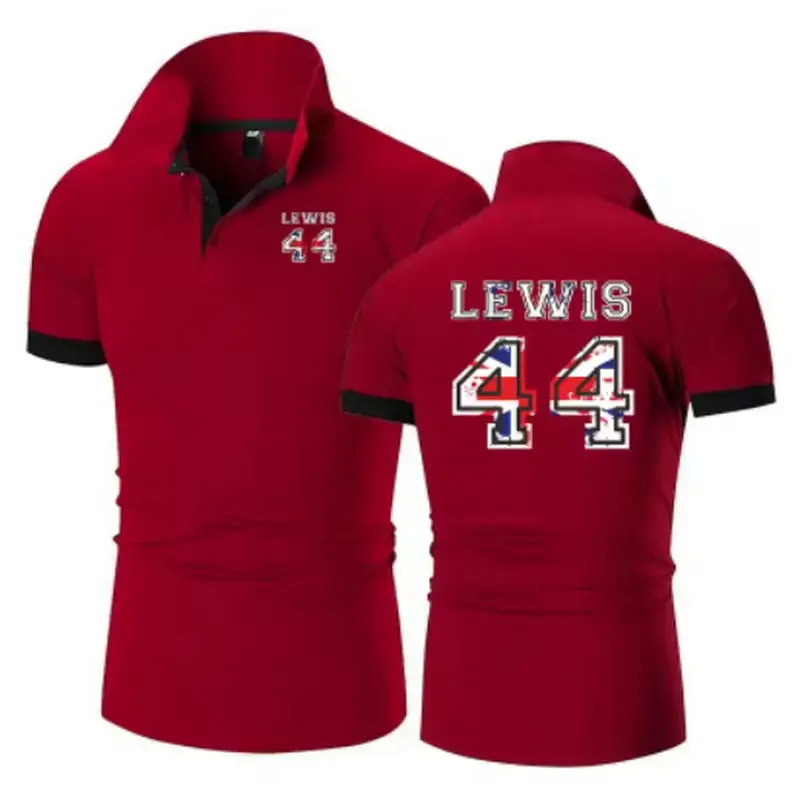 Lewis Hamilton 44 Polo Shirt Summer Men Short Sleeve Polos Shirts Lewis Hamilton Man F1 Tops Polo LH-407