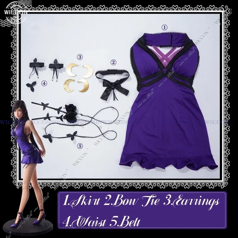 Tifa Lockhart Final Tifa Fantasy VII Remake Costume Cosplay donne adulte vestito da festa parrucca vestito di carnevale di Halloween donna