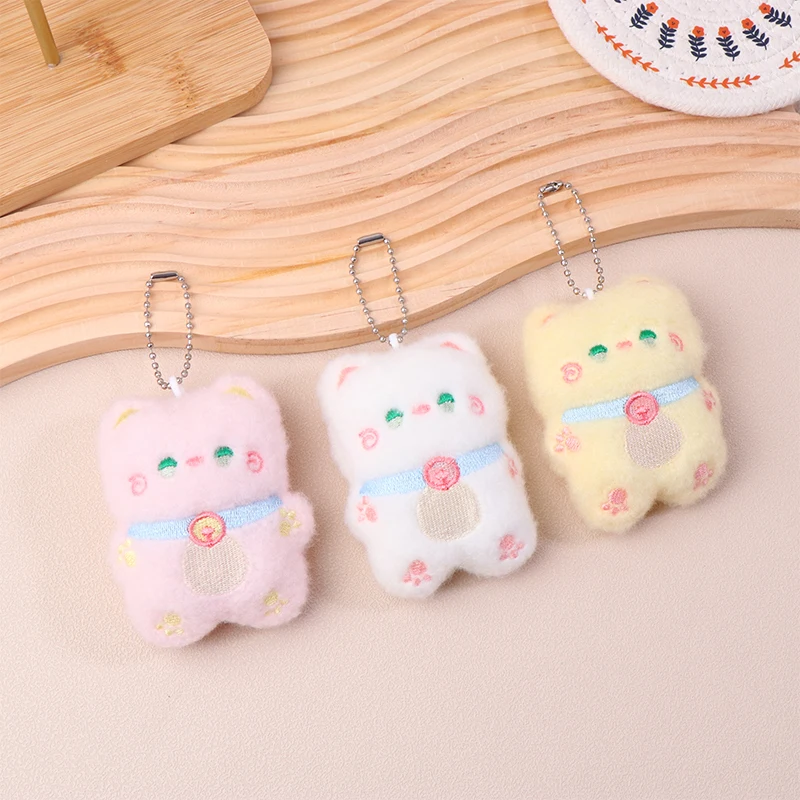 1pc Cartoon Plush Cat Doll Squeaky Toy Stuffed Animal Doll Keychain Cute Bag Pendant Backpack Charms Key Holder Couple Gifts