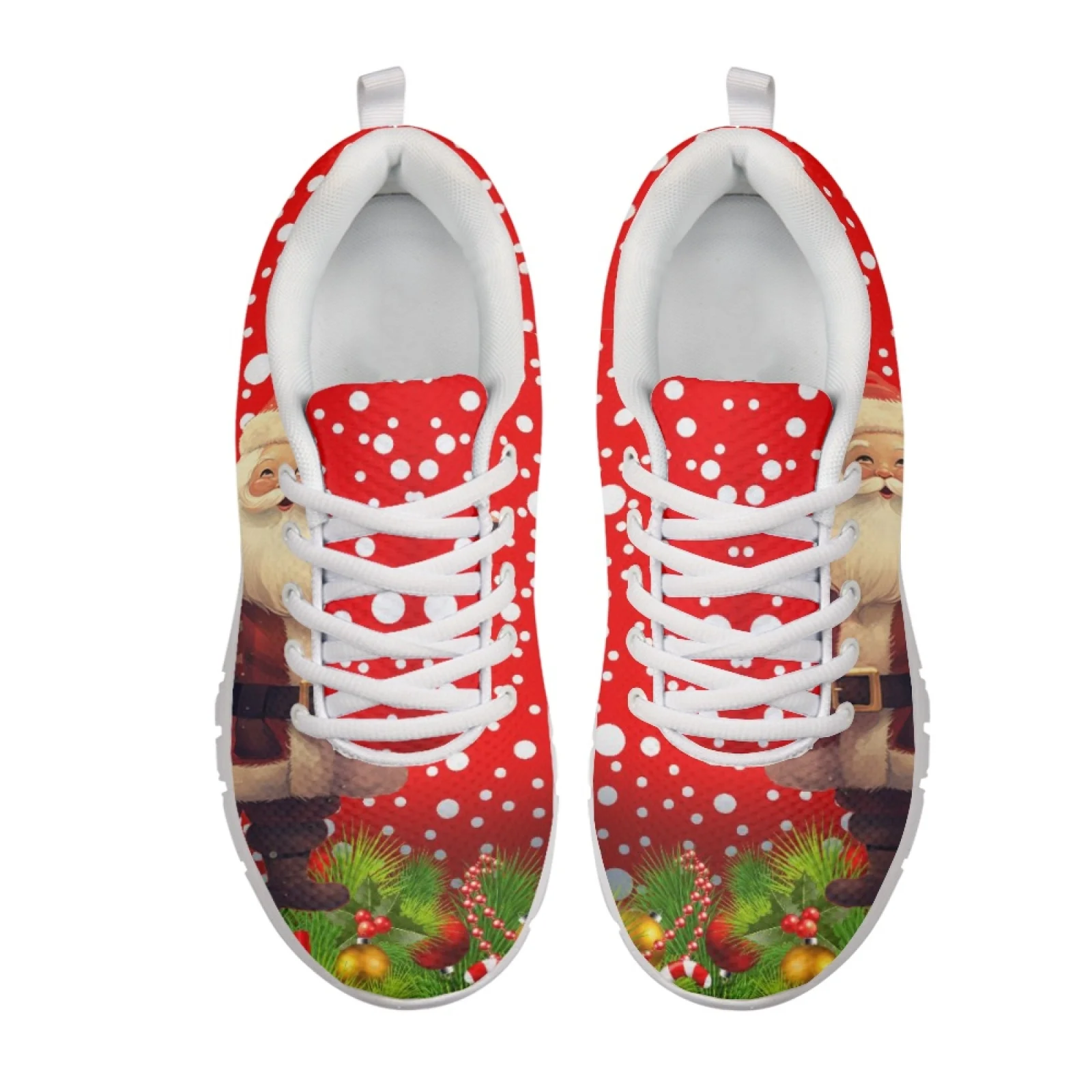 Belkoepel Santa Claus Kerst Sneaker Voor Vrouwen Sportschoenen Causaal Reizen Veters Ademend Wandelschoenen