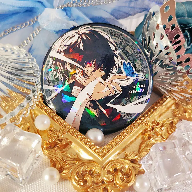 Bungo Stray Dogs Anime Figure, Dazai Osamu Nakajima Atsushi Nakahara Chuya rick Print Pins, Circular Laser Danemark ge Decoration