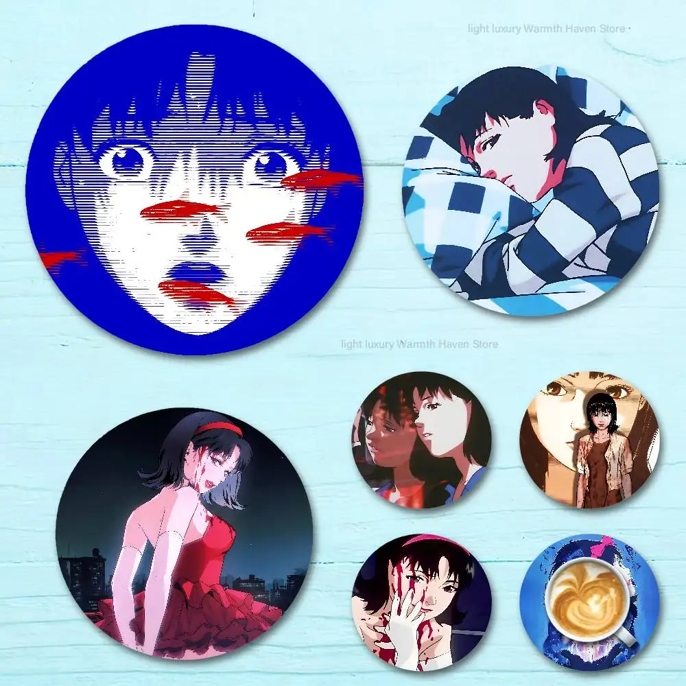 

Movie P-Perfect B-Blue wooden anti-slip coasters suitable for home office and theme party decoration