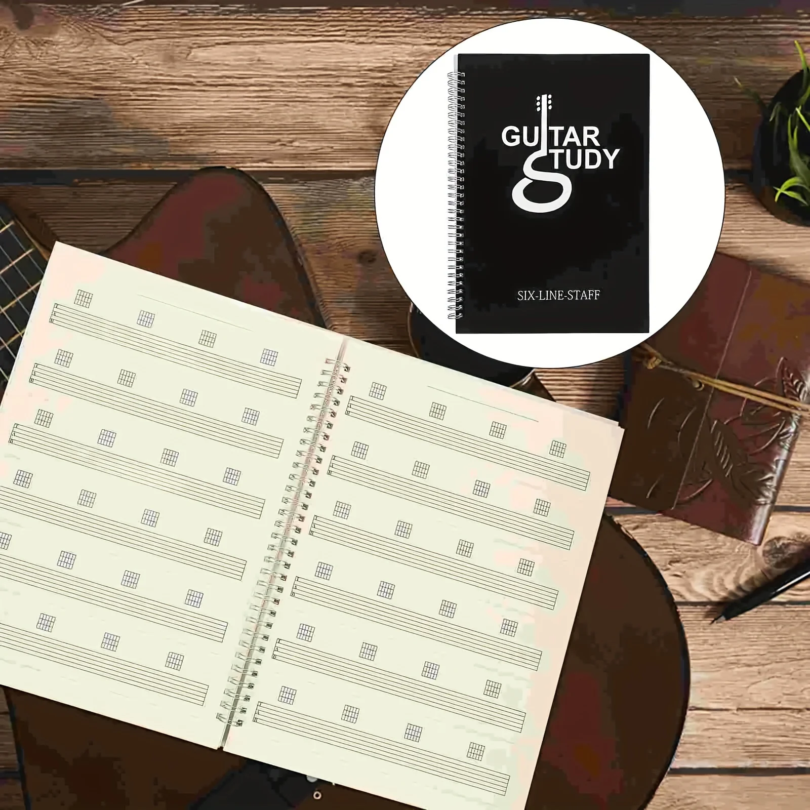 Cuaderno de mesa de guitarra de 50 páginas, pestañas musicales de guitarra, hoja en blanco, composición de música, cuaderno de personal manuscrito para guitarra
