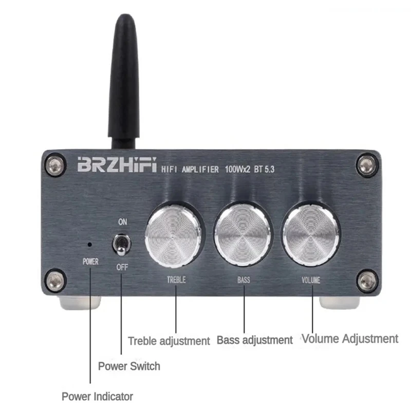 Super Sale BRZHIFI HIFI Bluetooth 5.3 Digital Power Amplifier Home Car DIY Stereo HiFi Amp, 100W X 2 Version (Power Supply Not I