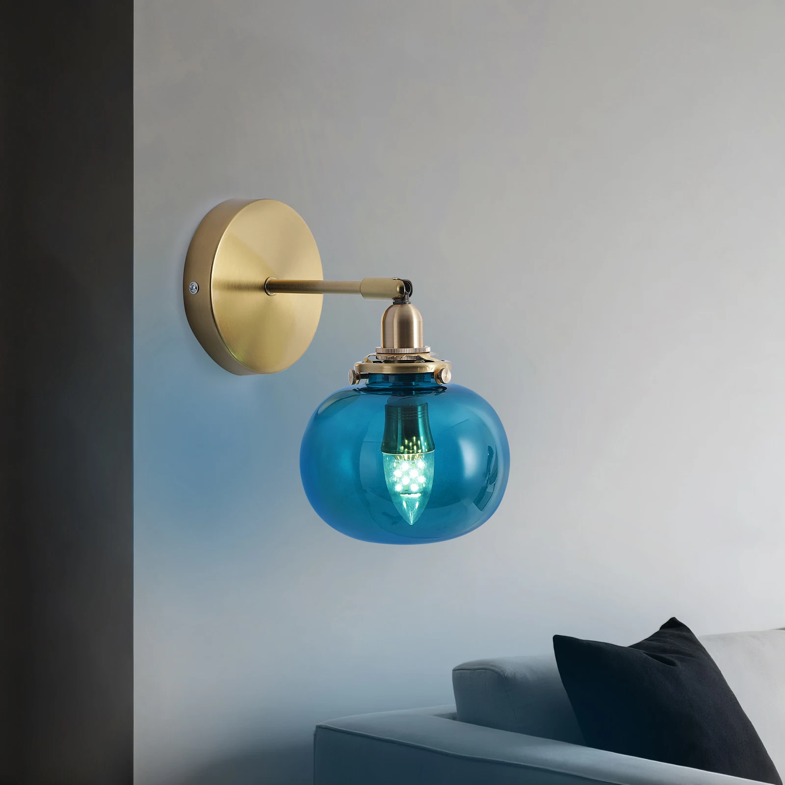 

Nordic Decorative Wall Lamp Glass Rotatable Modern Brass Bedside Lamp Led Mirror Sconce Light Fixture Indoor Hallway Bedroom