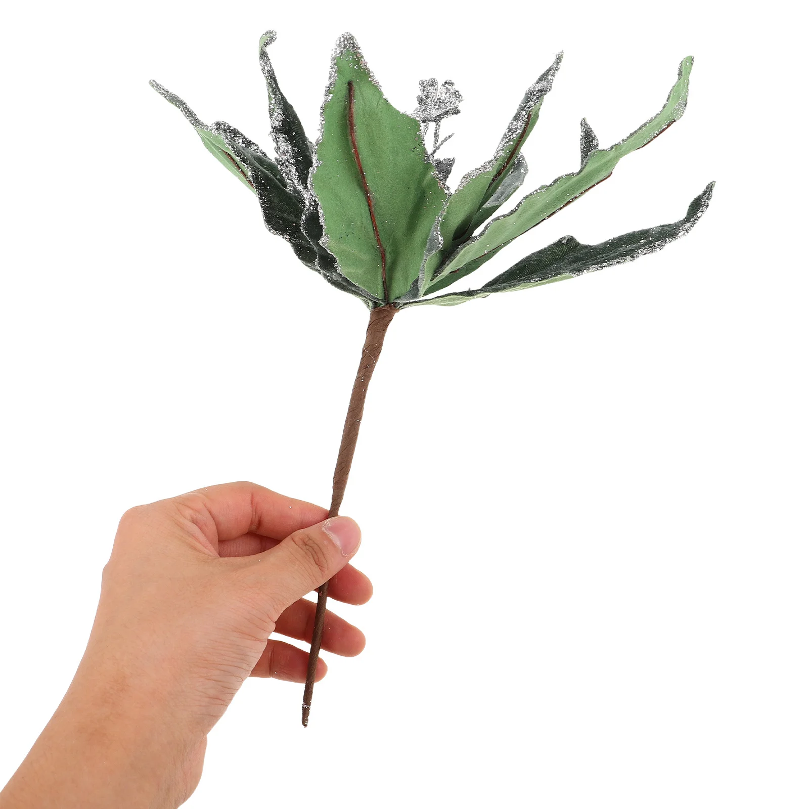 

2Pcs Lint Fabric Poinsettia Artificial Flower Stems Fade Resistant Glittery Picks for Christmas Wreath Tree Garland Decorative