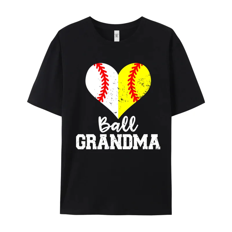 Retro Ball Grandma Funny Baseball Softball Graphic T-shirts Round Neck All Cotton Man Tops Tees Tops Shirts VALENTINE DAY