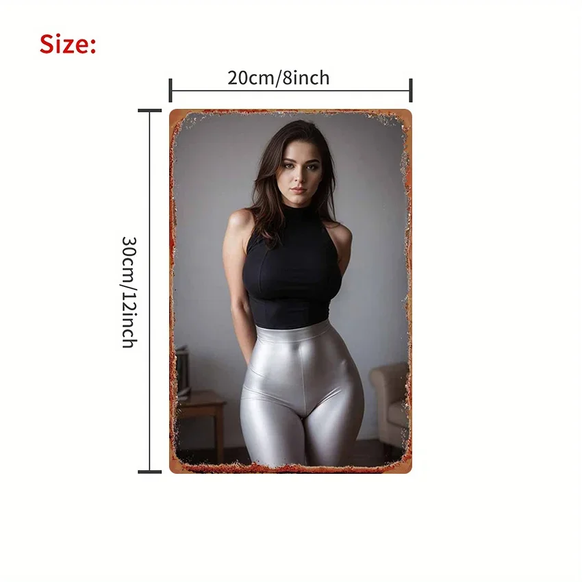 1pc Sign Fashionable Woman in Silvery Tights Vintage Poster, Suitable for Room Decor, Home, Garage, Bar, Garden Bar, Birthday Gi