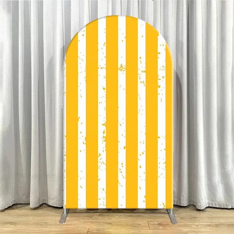 Elastic Double-layer Arch Backdrop Cover Basketball Theme Backdrop Set Yellow Orange Sporty Design for Sports Events Party