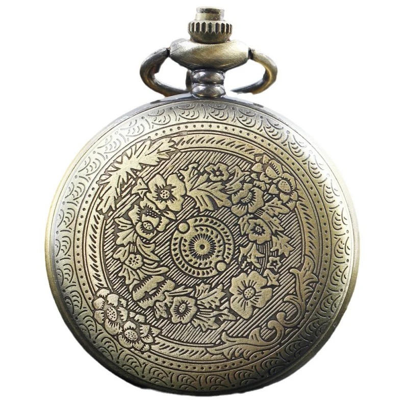 แฟชั่นผู้ชายนาฬิกาพ็อกเก็ตส่วนบุคคลตัวอักษร Retro Chain นาฬิกาควอตซ์ Flip Alloy นักเรียนนาฬิกาพ็อกเก็ตขนาดใหญ่