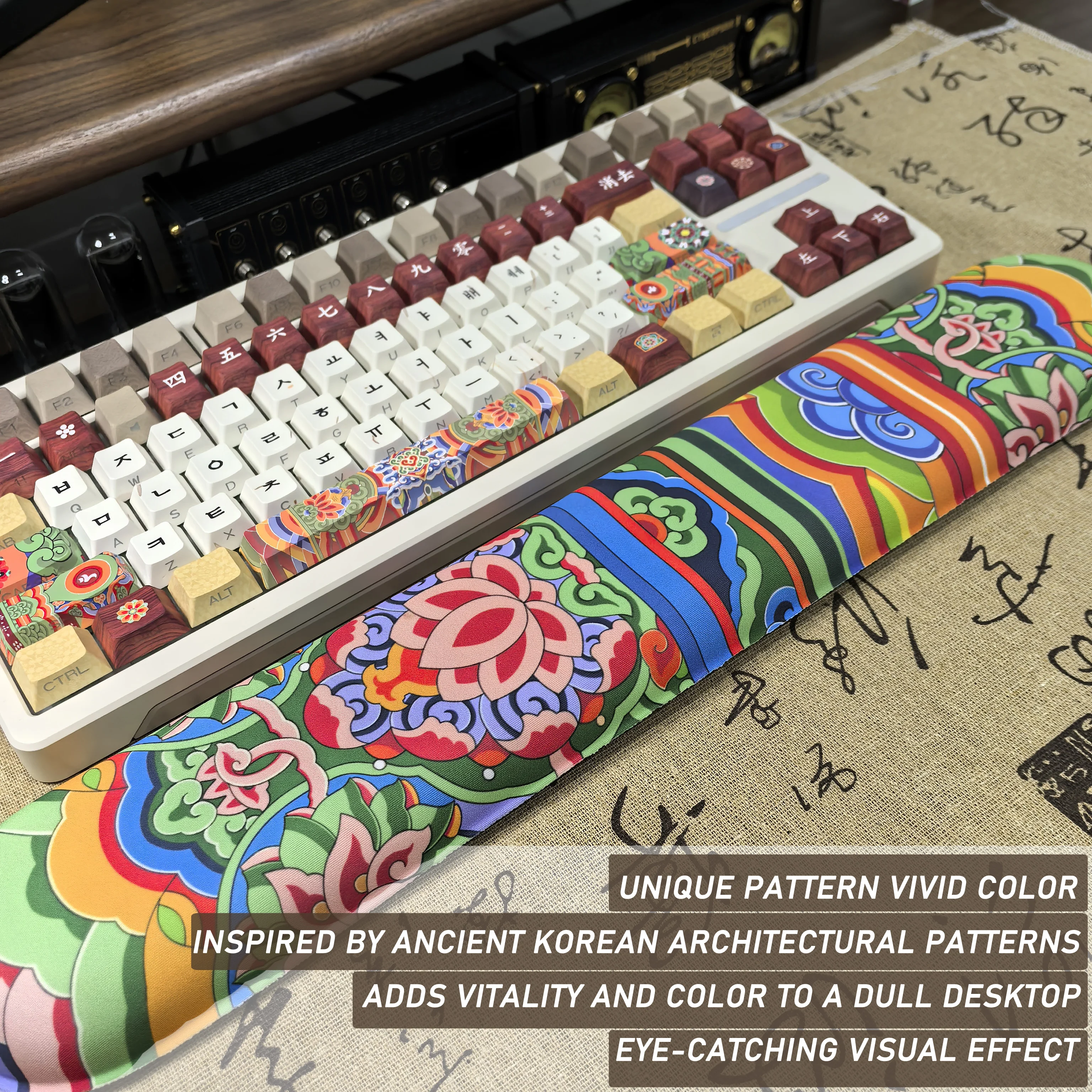 

Подставка для рук для клавиатуры, пена с эффектом памяти, отскок Dancheong, настольная защита запястья, поддержка эргономичной нескользящей лотки для клавиатуры с легким набором текста