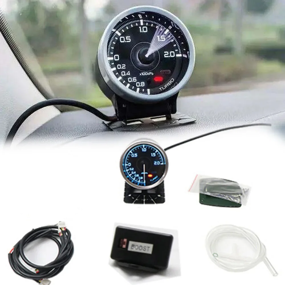 7 Color 60MM Multi-Function LCD Racing Meter, Turbo Boost Vacuum Gauge Water Temp Oil Temp Pressure Tachometer