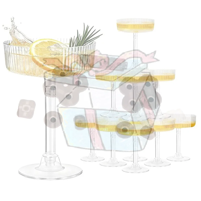 【CC】10Pcs Plastic Martini Glasses Dessert Cup Clear Toasting Flutes For Weddings Celebrations Home Bar Usage