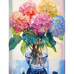 GATYZTORY DIY Kits Painting by Numbers Flower Colorful Creative Hobbies Coloring by Number Hydrangea Drawing Vase Personalized G