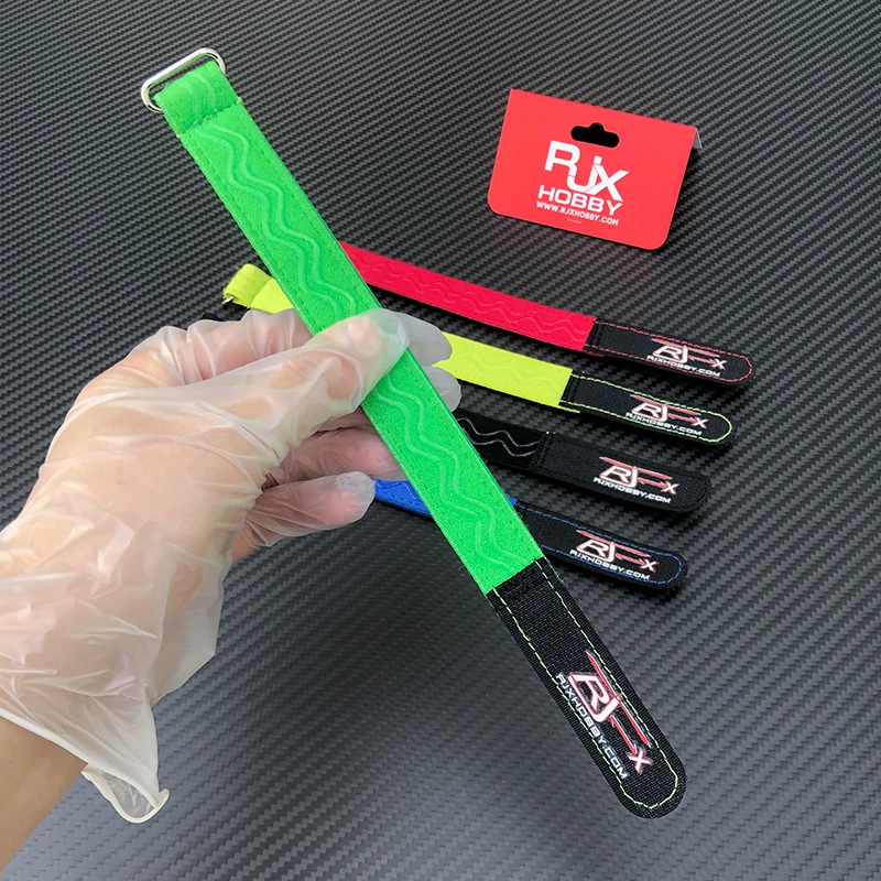 RJXHOBBY 200  220  250 280 300 mm green Kevlar Stitched Non Slip Silicone Battery Straps Rubberized Battery Tie for 4s 6s FPV