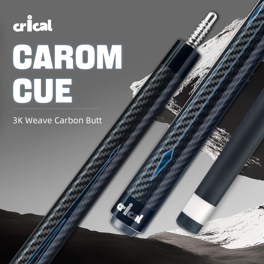 CRICAL Carbon Fiber 3 Cushion Cue Carom Cue 56-inch Billiard Cue Professional Pool Stick for Adults with 12mm Tip