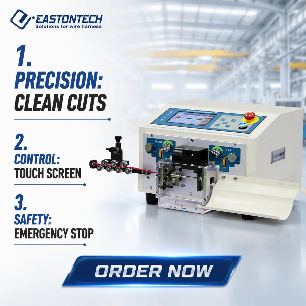 EW-02C+ Eastontech 0.1-6mm2 Automatic Wire Cutter & Stripper Machine For PVC/Fiberglass Wires 300W 3000-5000 Pcs/H