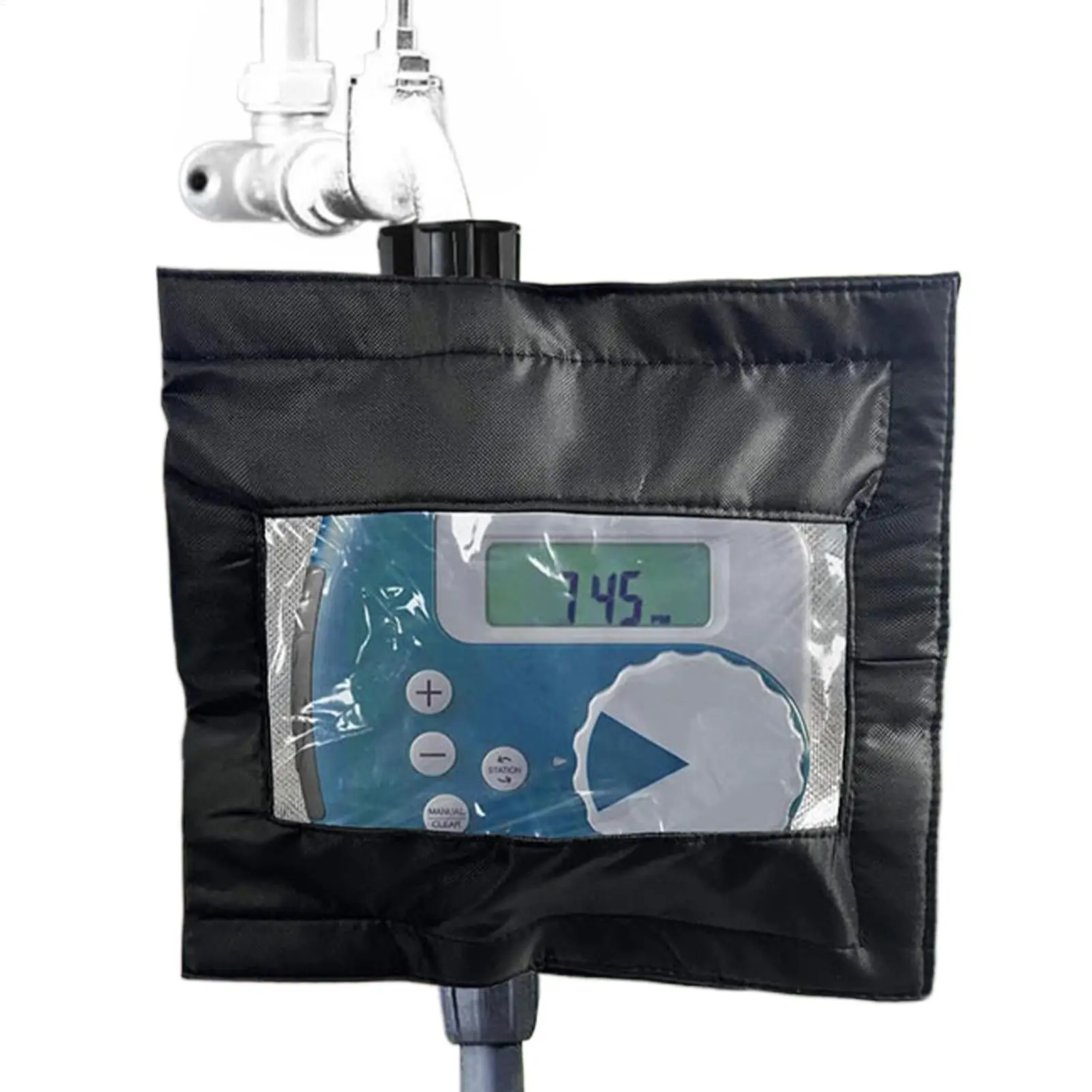 

Sprinkler Timer Cover Hose Faucet Timer Protector With Clear Front Window UV Protection Oxford Cloth Outdoor Irrigation Device