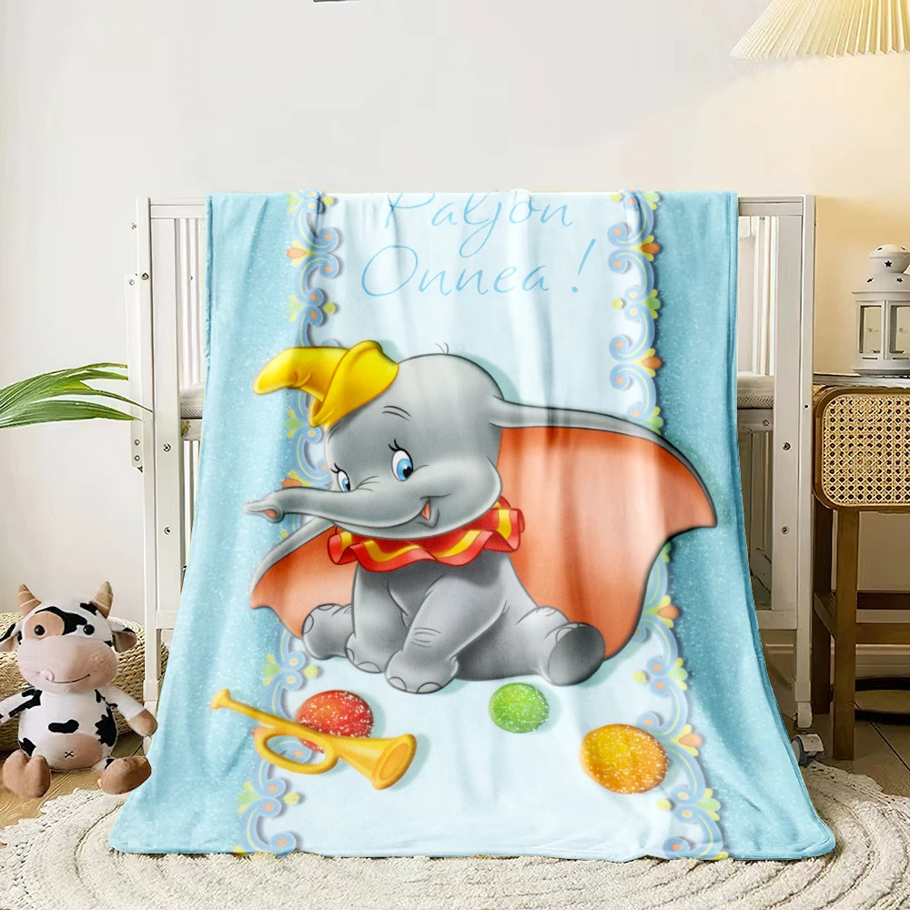 MINISO dumbo Cute Cartoon Print Blanket.Oversized Soft Warm Flannel All-season Blanket.Use Sofas,Picnic,office,Camping Blankets