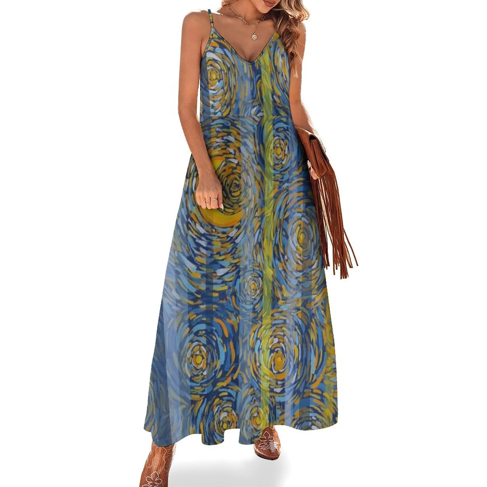 Vangogh's Blue Dream Starry Night, art by Miguel Matos Official Sleeveless Dress ladies dresses for women 2025 prom dress 2025