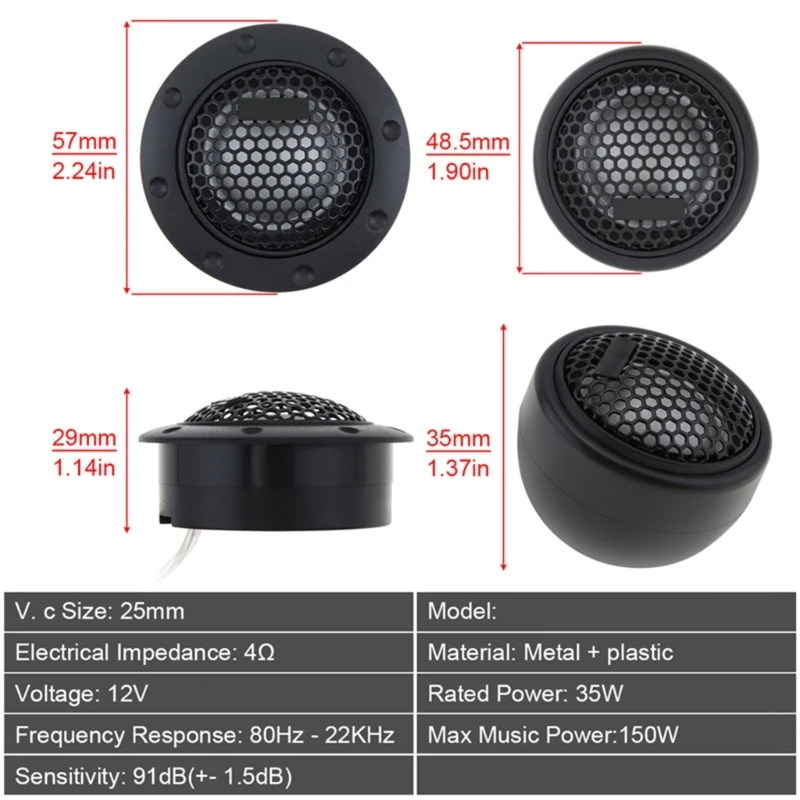 Universal Car Speaker Tweeter 4Ohm Dome Treble Speaker Auto Audios Loudspeaker Dropshipping