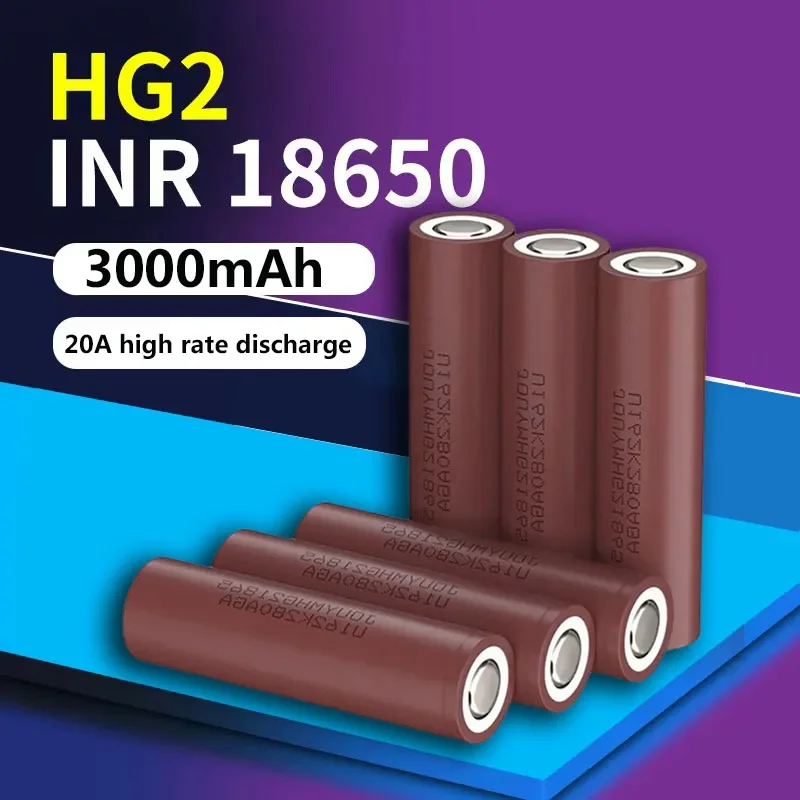 

18650 HG2 3000mAh battery 3.6V discharge 20A 18650 battery for LGHG2 3000MAH 3.7V 18650 Power battery rechargeable