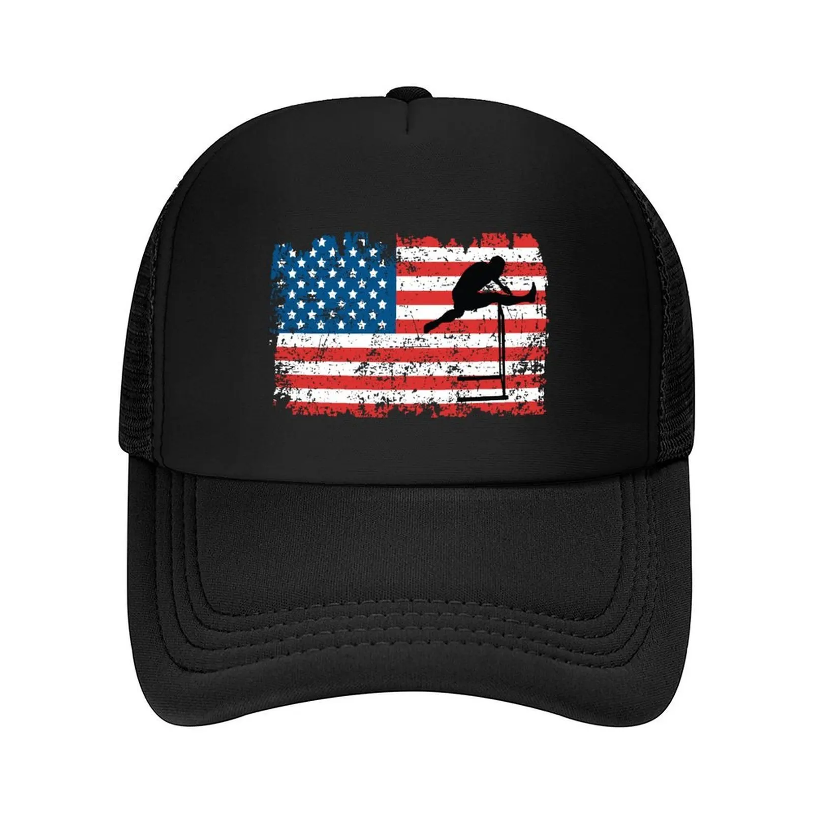 

Hurdling, Hurdles, American Flag, July 4th Baseball Cap Brand Man cap golf hat genuine Horse Hat designer cap Men's Caps Women's
