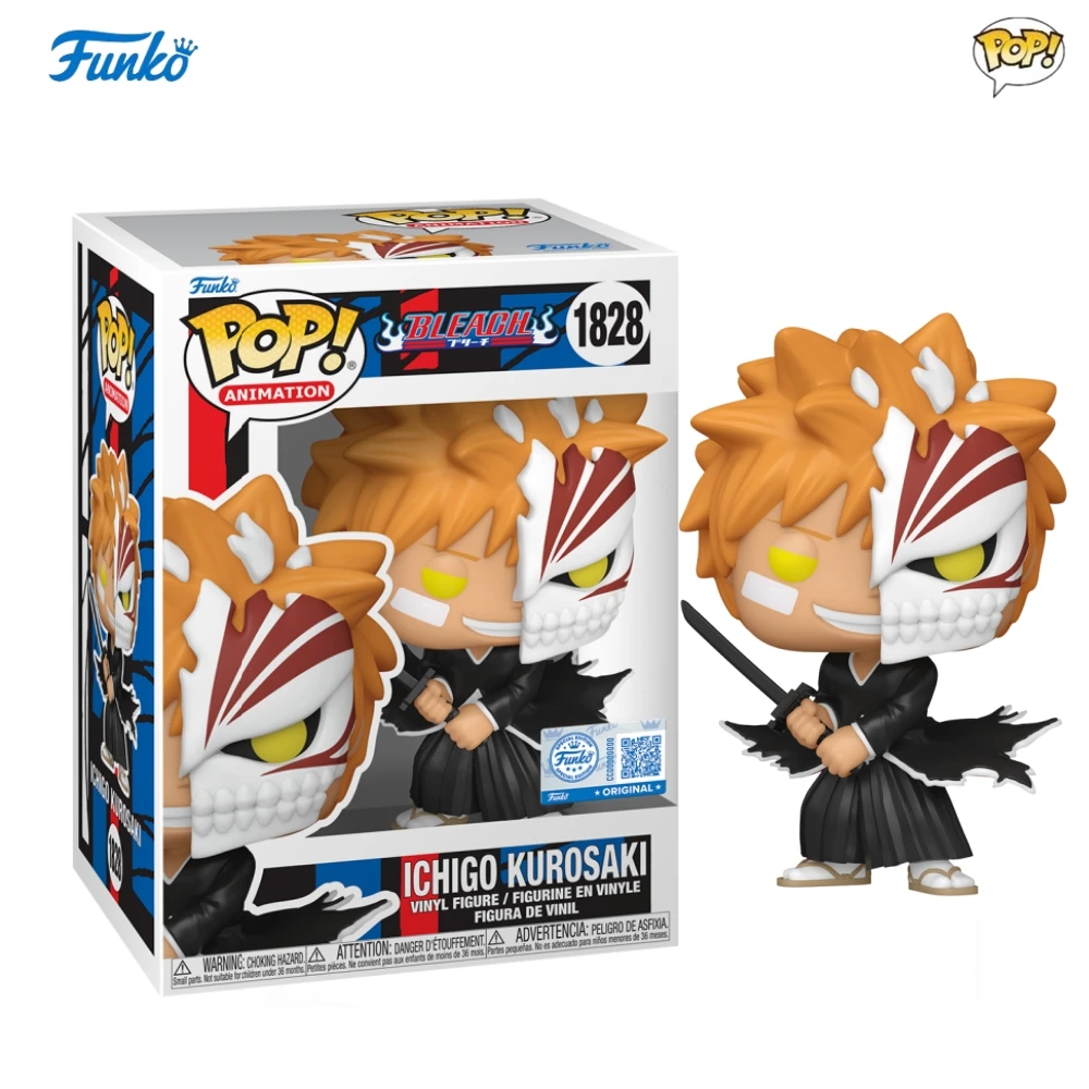 أنيمي بليتش الشكل Ichigo Kurosaki (نصف قناع) 1828 Funko Pop 4.5 بوصة شخصيات الفينيل تحصيل طبعة محدودة لعبة مجسمة هدية