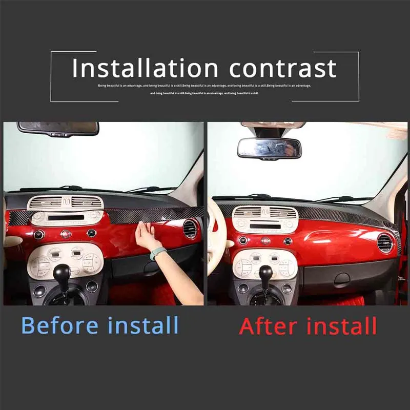 

For 2010-2015 Fiat 500 Soft Carbon Fiber Car Central Control Dashboard Decorative Strips Trim Sticker Auto Accessories