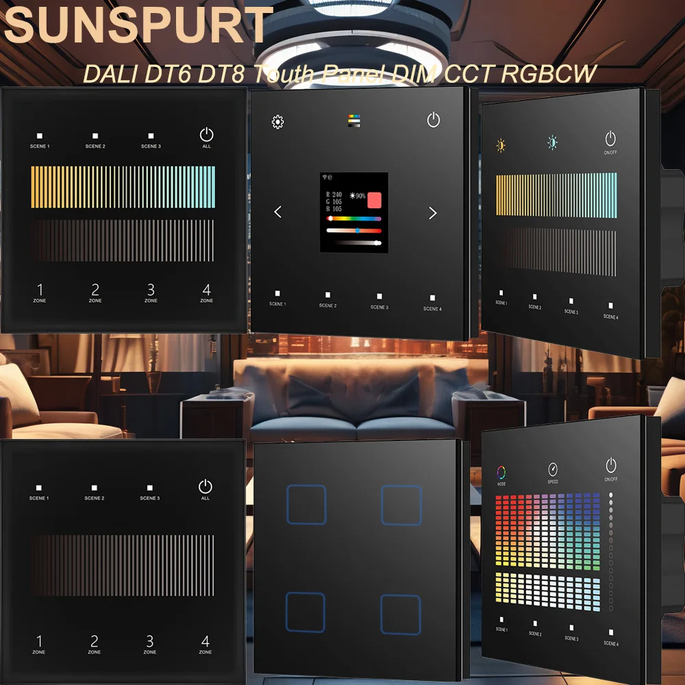 1-5PC 4Button Glass Wall Mounted Touch DALI Panel Controller Proximity Sensing / Encoding Switch Select Addresses For LED Lights