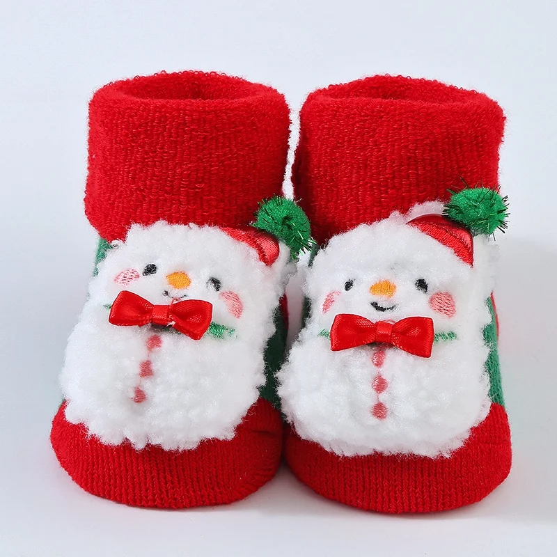 Newborn Baby Cute Plush Santa Claus Floor Socks Boys Girls Non-skid Socks Toddler Socks Cartoon Cotton Socks Christmas Gifts