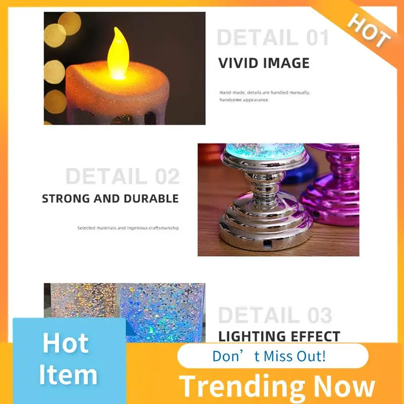 LED Christmas Candles Colour Changing LED Water Candle With Glitter Flameless LED Candle Lights Desk Table Easy To Use Blue