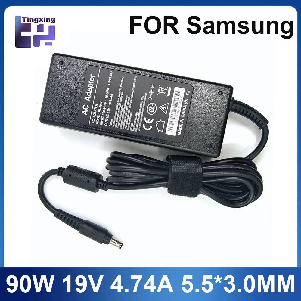 19V 4.74A 90W 5.5*3.0mm AC Laptop Charger Power Adapter For Samsung R428 R410 G15 GT6000 M30 P10 UltraR60+ R65 R520 R528 R540