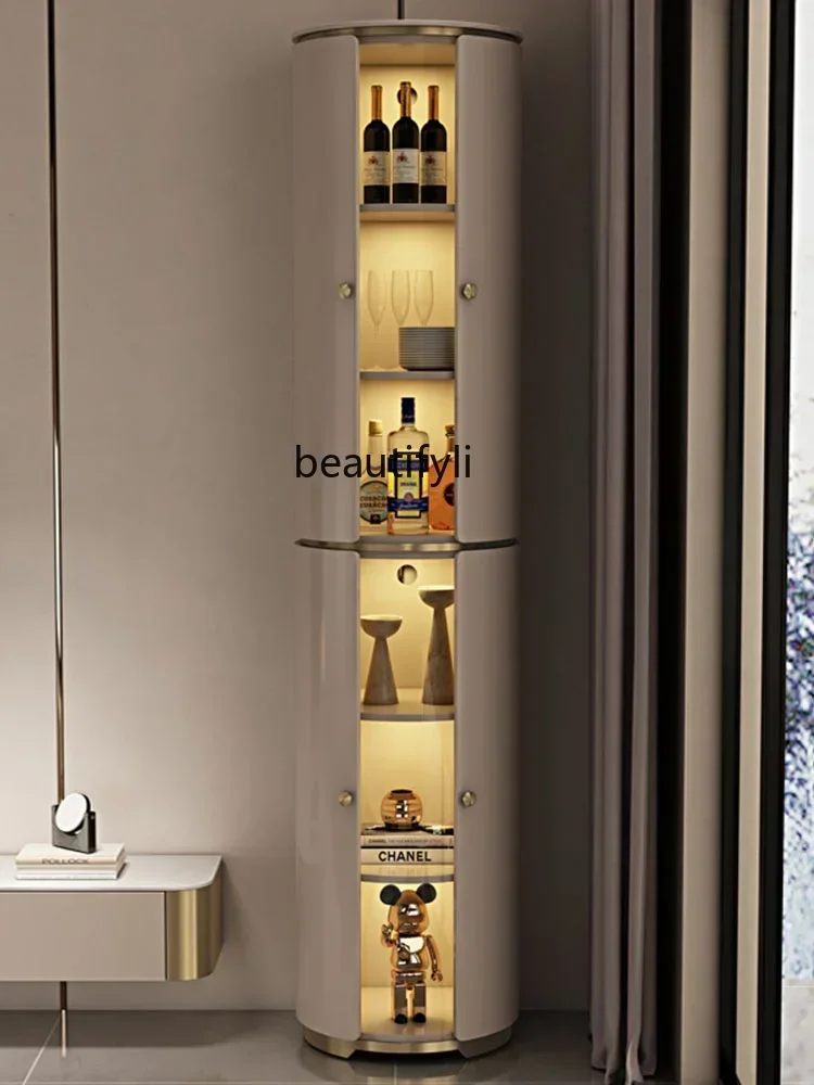 Lemari Anggur Segitiga Mewah Ringan X, Lemari Pajangan Dinding Sudut Ruang Tamu dari Baja Anti Karat, Penyimpanan Kaca, Furnitur Kayu Solid