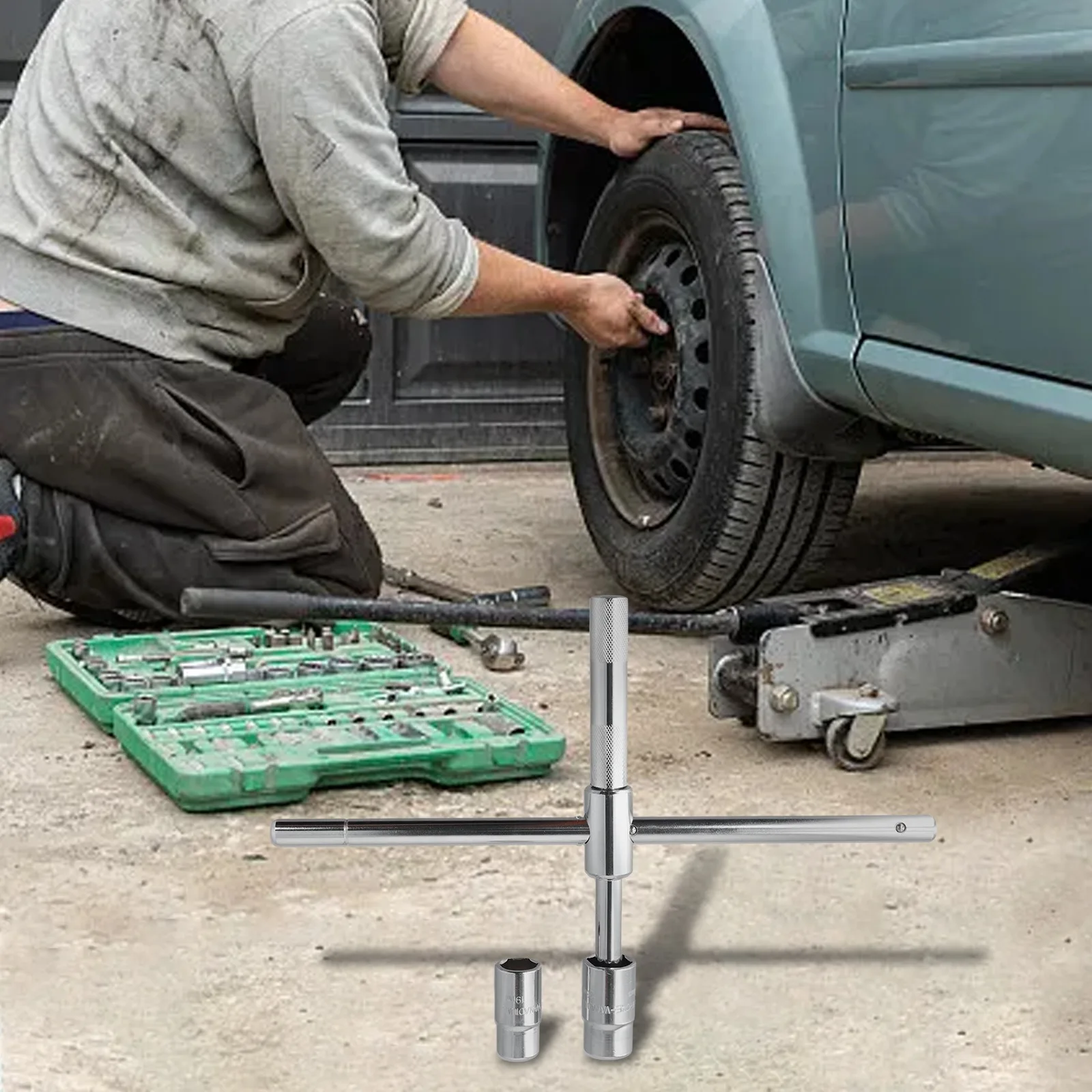 375mm 15inch 4-Way Wrench Professional Technology Rust Resistant Material Telescopic Handle Compact Construction