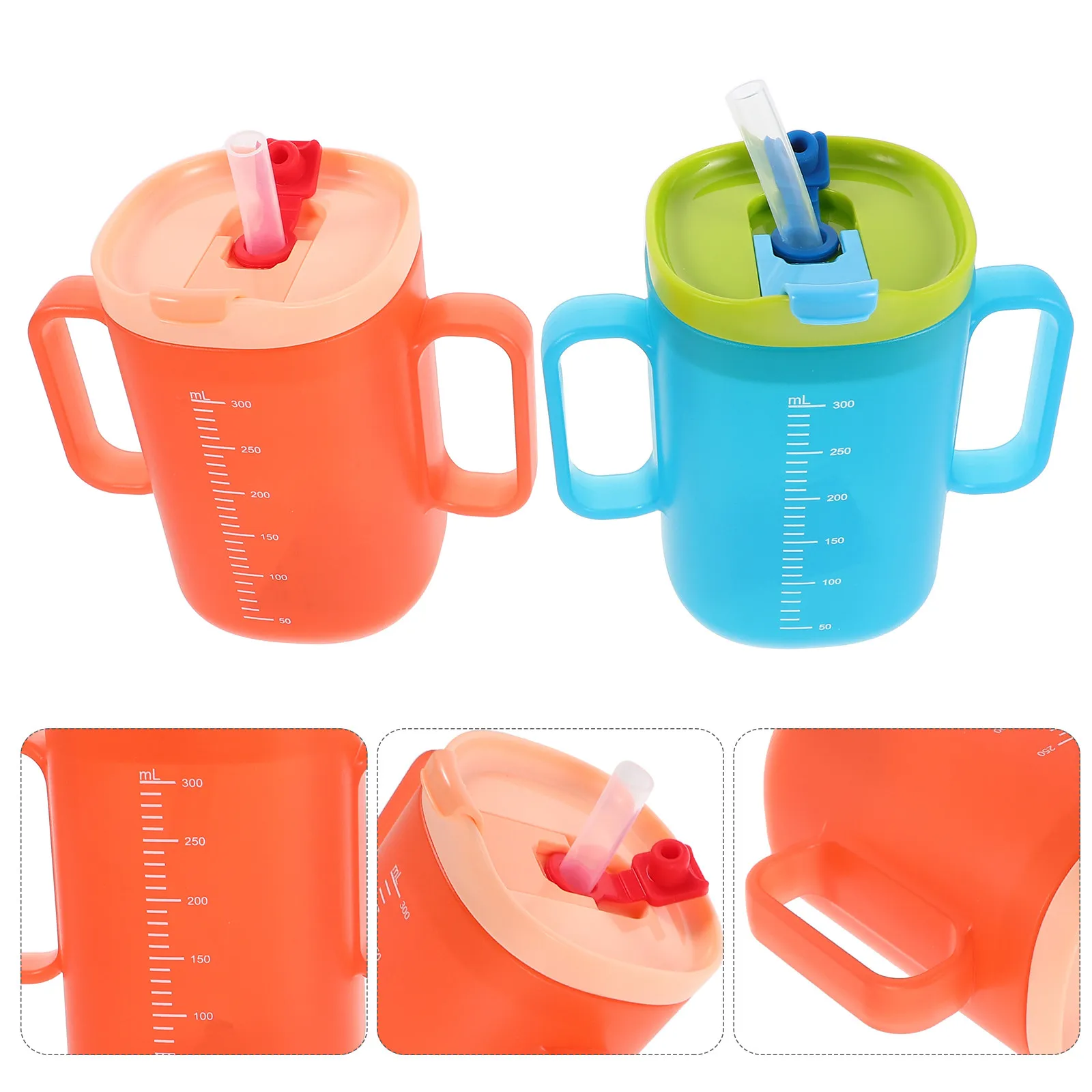 

Набор из 2 детских обучающих чашек с трубочкой и носиком, универсальные тренировочные чашки для малышей, портативные бутылочки для воды для дома