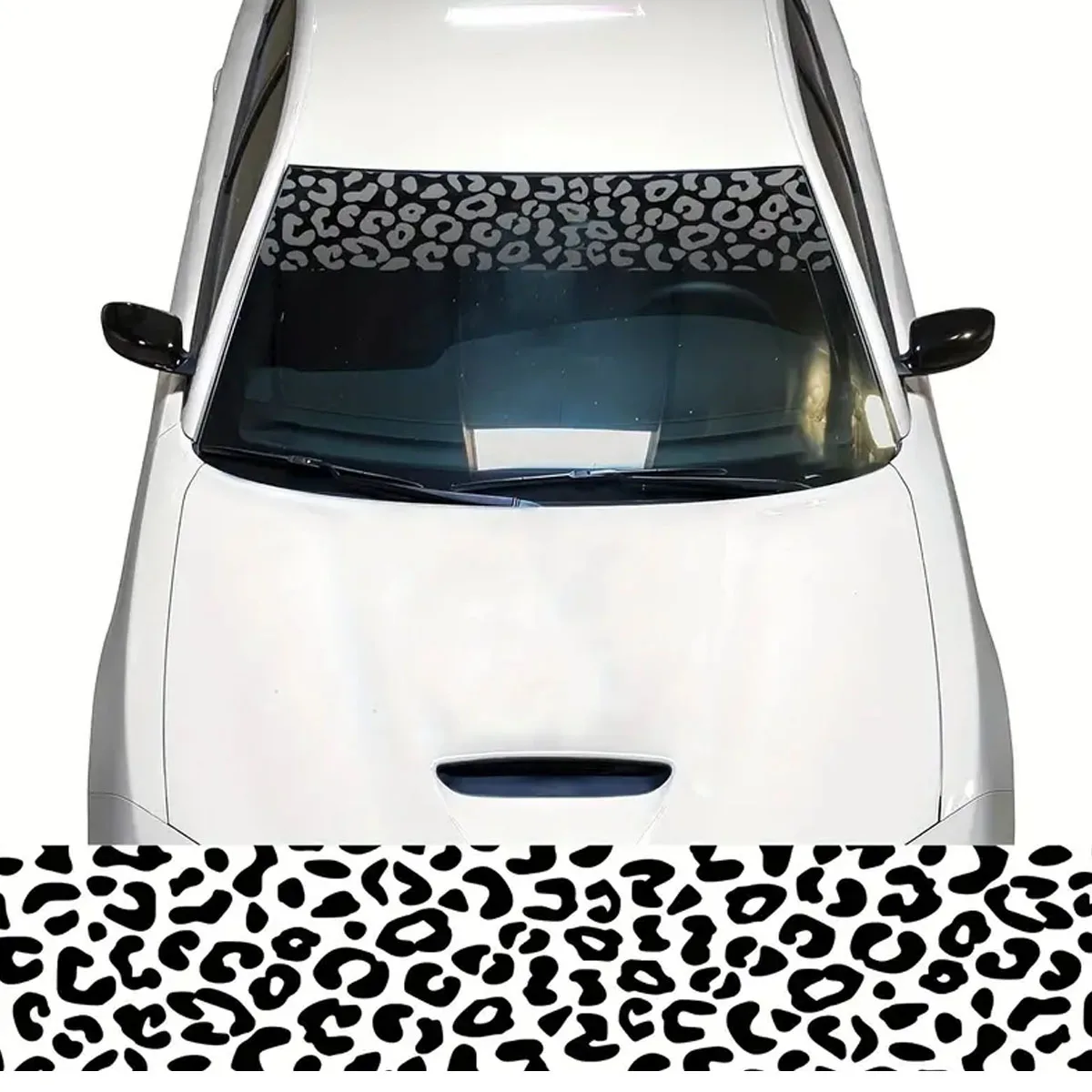 Car Front Windshield Leopard Print Sunshade Sticker Fashion Cheetah Pattern Decal Strip Leopard Print Car Sticker