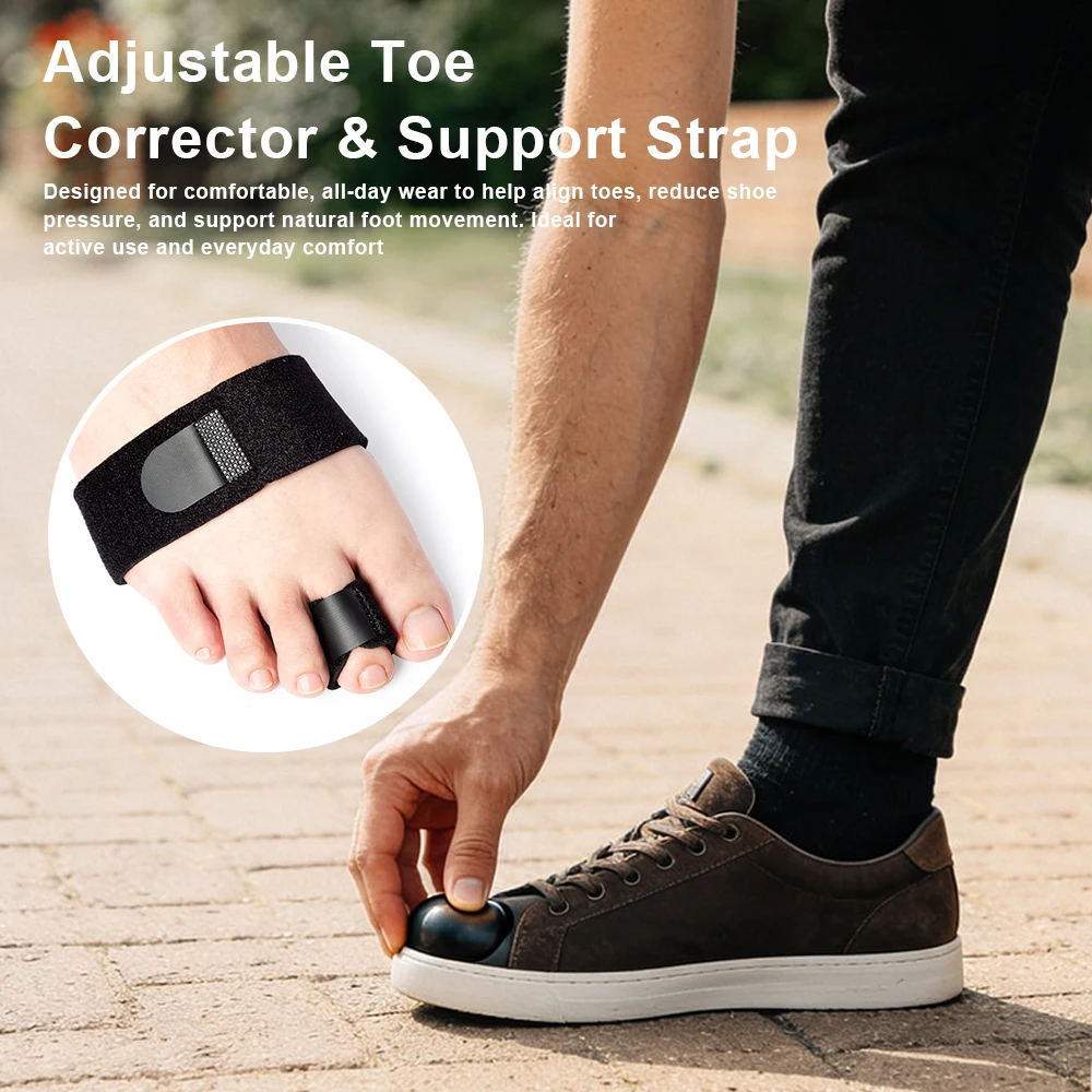 1Pcs Toe Straightener for Overlapping &Hammer Toes, Toe Corrector Brace for Broken Toe Alignment,Relieve Crooked Bent Toes Pain