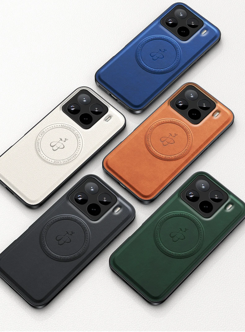 حافظة لهاتف Xiaomi Mi 15T Pro فاخرة من جلد البولي يوريثان غطاء خلفي مغناطيسي للشحن اللاسلكي لهاتف Xiaomi Mi 15T 14T Pro Shell