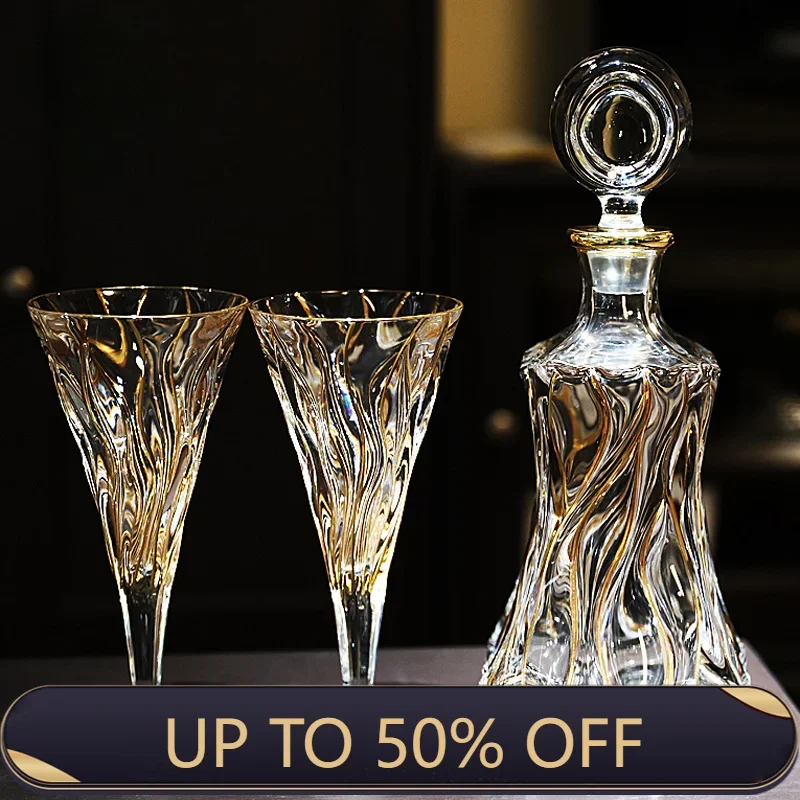 Crystal Glass Traced Gold Whiskey Glass Wine Tall Red Wine Wine Set
