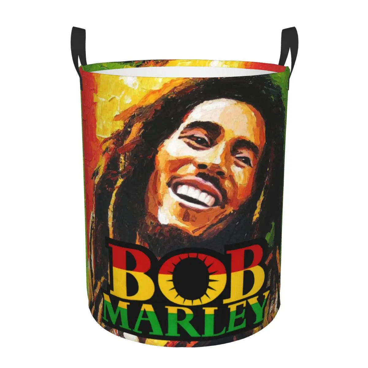 

Custom Jamaica Singer Reggae Rock Bob Marley Laundry Basket Collapsible Baby Hamper for Nursery Toys Organizer Storage Bins