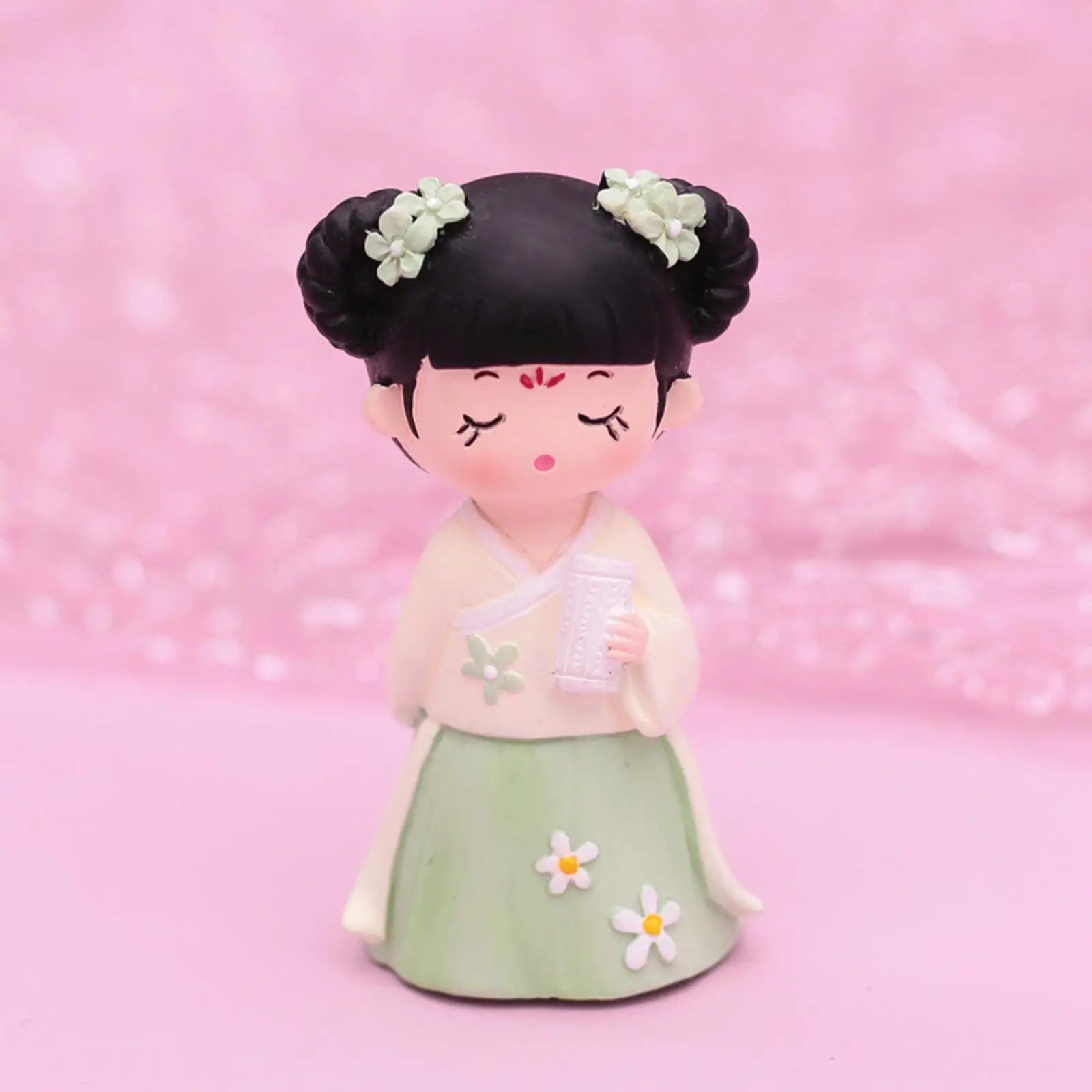 Bambola Cinese in Resina, Miniatura con Abito Hanfu, Decorazione per Libreria, Camera da Letto e Casa delle Bambole