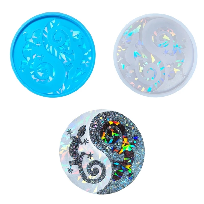 Creative Silicone Mold for Resin Coaster Stable DIY Artwork Coaster Resin Mold with Holography Finish for Cup Mat Gifts