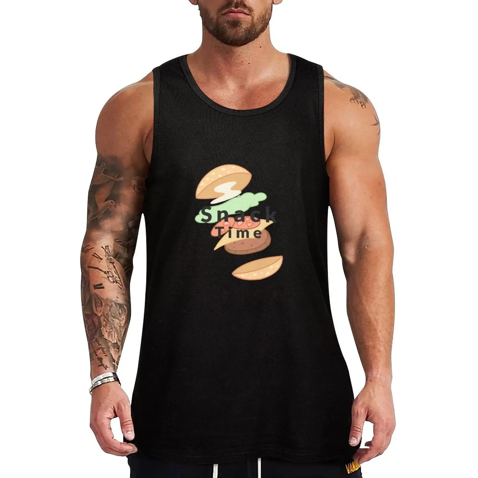 Snack Time Tank Top summer 2024 Man clothes for gym Bodybuilding clothing man anime t-shirts