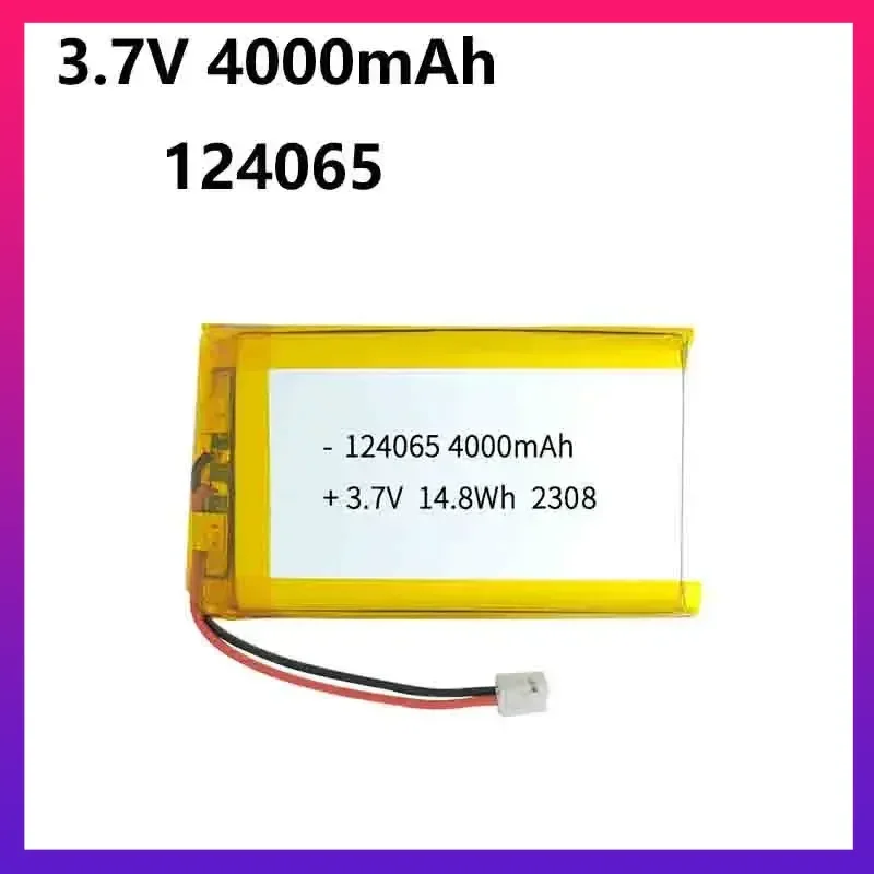 

3.7V 4000mAh 124065 Polymer Lithium Battery PH 2.0mm 2pin Plug Smart Lock Hand Warmers Tablet Camera Driving Recorder Radio