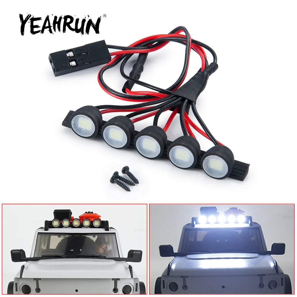 YEAHRUN Bright Roof Rack Luggage White Led Light Lamp Kit for Axial SCX24 AXI00006 Bronco 1/24 RC Crawler Car Upgrade Parts