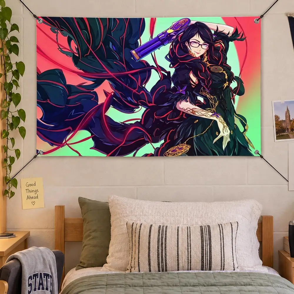 Game Action Bayonetta Flags Decorative Flag Banner Indoor Bedroom Dorm Gaming Room Wall Party Club Decor Fan Gift