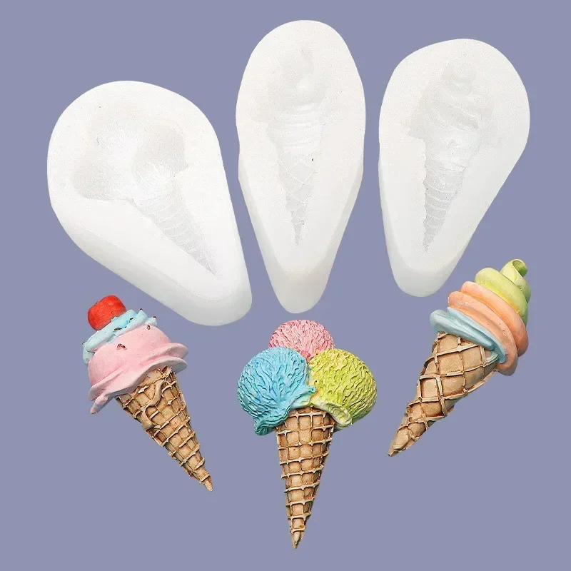 Silicone Ice Cream Cone Modeling  Chocolate Fondant Cake Mold  Decorative Mold DIY Dessert Birthday Cake Biscuit Baking Molds