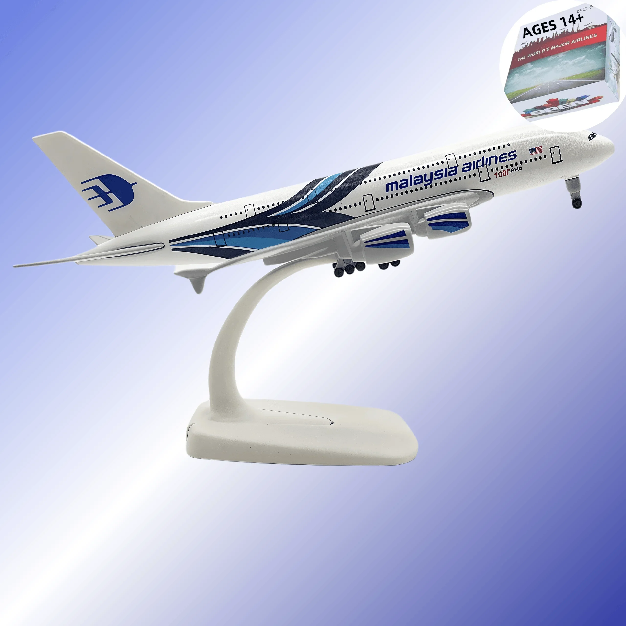 

Металлическая модель самолета 20 см A380, малайзийская модель самолета, реплика с шасси, материал из сплава, авиационная имитация, подарок, сбор